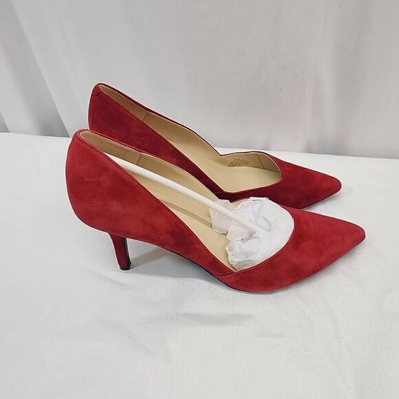 Marc Fisher Size 8.5 Women's Tuscany Suede Red Multi Ankle-High Pump - Picture 3 of 9